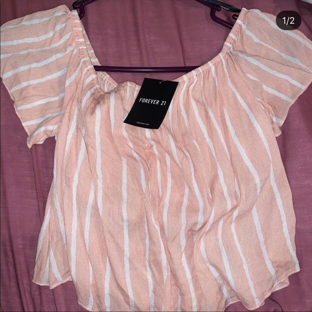 forever 21 striped off the shoulder top medium